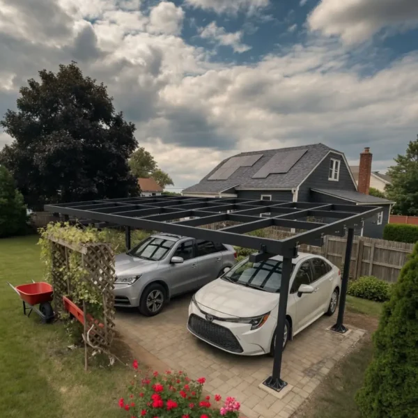 Steel Solar 2-Car Carport – Wide Bay for Full-Size Vehicles