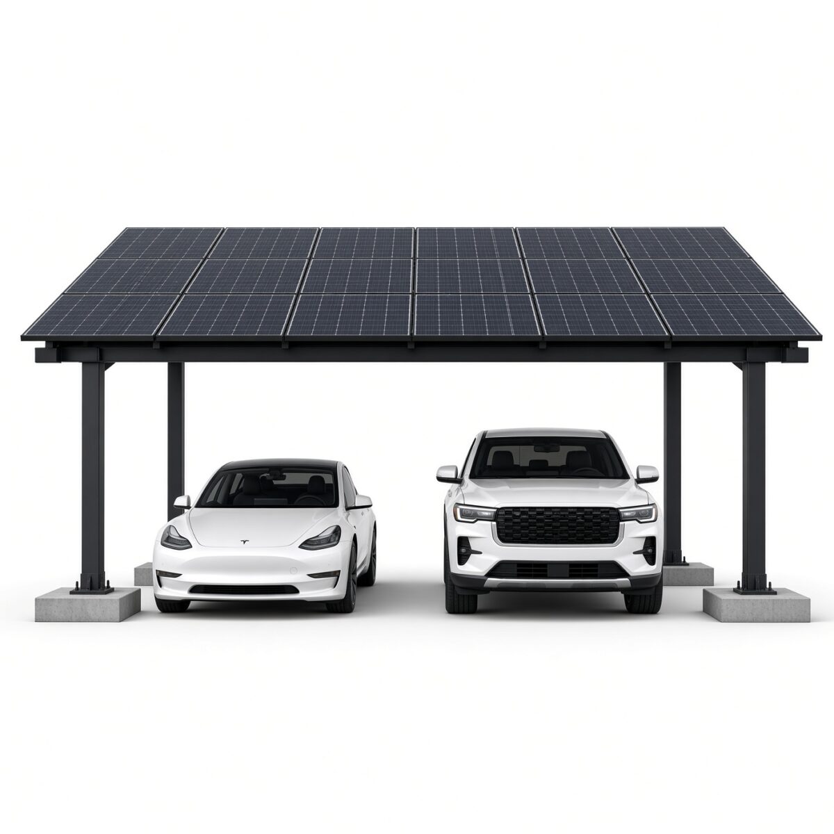 Steel Solar 2-Car Carport/Gazebo – Black, 3×6 Panel Ready, Outdoor, Panels Sold Separately - Image 2