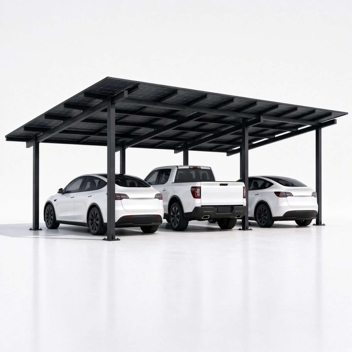 Steel Solar 3-Car Carport – Black 27-Panel Ready Structure (Panels Sold Separately) - Image 3