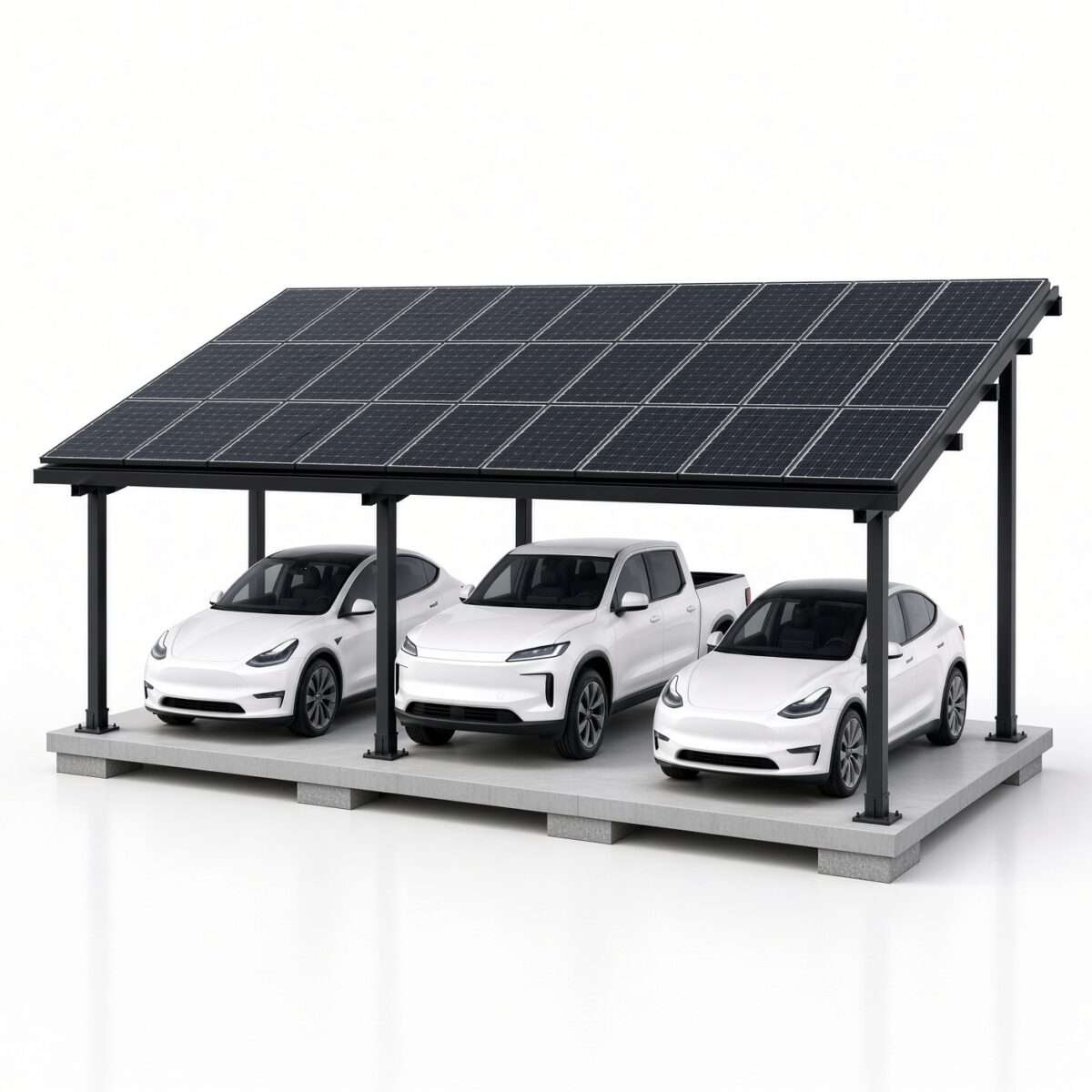 Steel Solar 3-Car Carport – Black 27-Panel Ready Structure (Panels Sold Separately) - Image 2