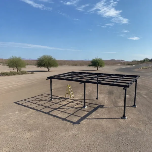 Steel Solar 4-Car Carport – Black 27-Panel Ready Structure