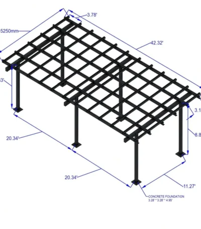 Steel Solar CarportGazebo – Black 3×11, 33-Panel Ready, Outdoor, Panels Sold Separately